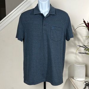 Penguin L Grey/Blue Striped Polo